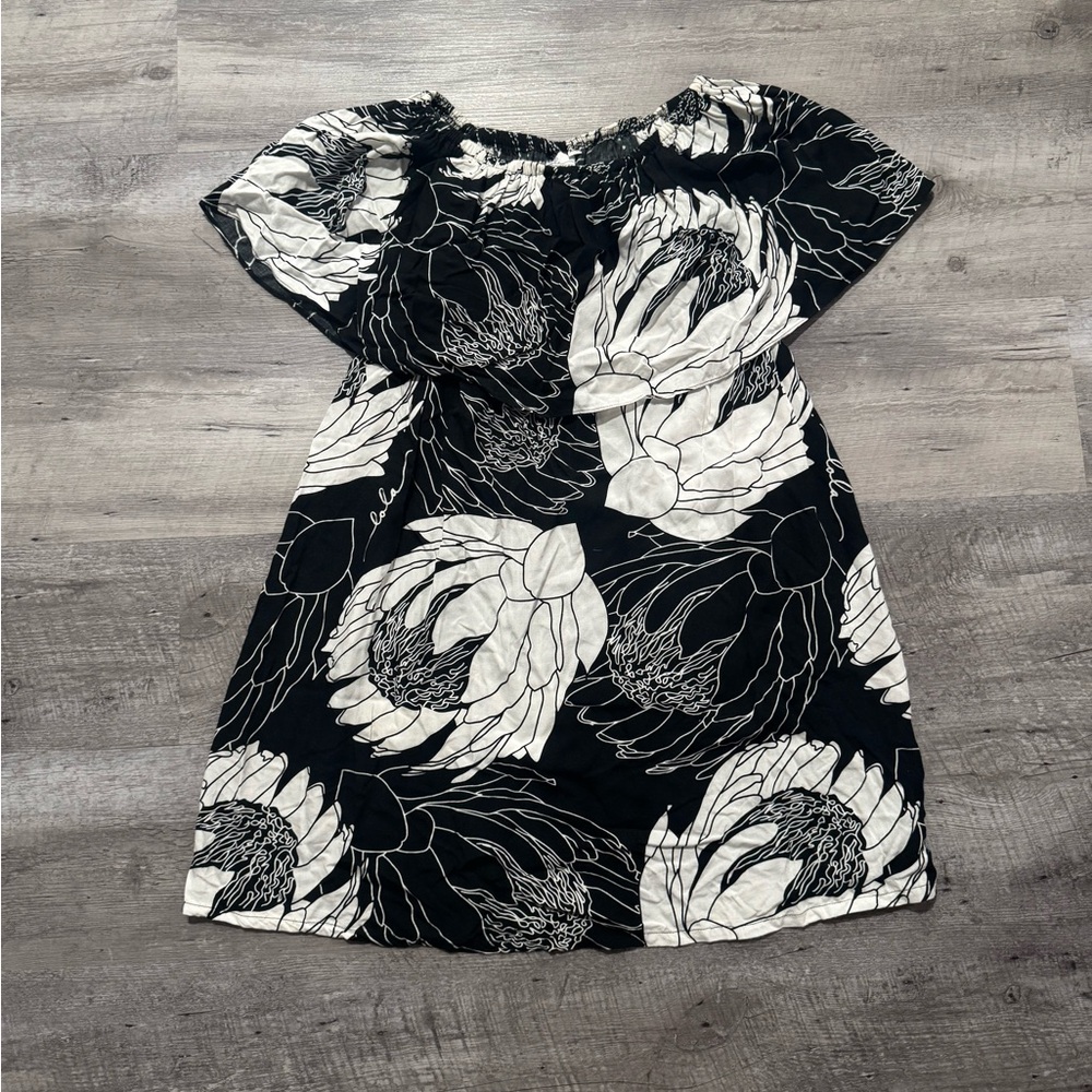SOLD!! Simply sisters black and white off the shoulder dress